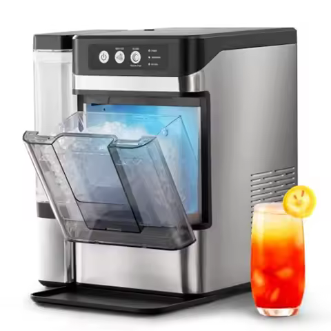 Countertop Nugget Ice Maker with 0.8Gal Removable Tank 41Lbs/24H Output One-Touch Fast Ice in 6 Mins