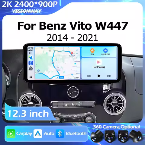 Android OS 12.3 inch For Benz Vito W447 2014-2021 QLED 2400*900P Multimedia Video Player GPS Auto Ca