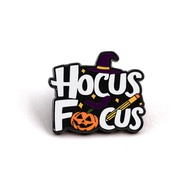 H0cus-P0cus Movies Enamel Pin witch Halloween pumpkin bat pencil focused on studying Brooch Witch Sp