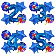 Among us 5pcs/set Among us Blue Number Balloon Set Space Cartoon Figure Foil Latex Balloon Happy Bir