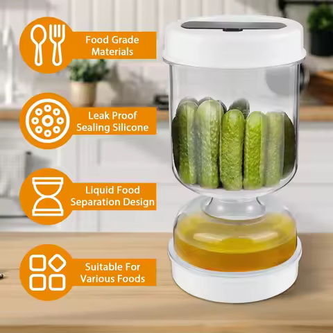 Pickle Container Wet and Dry Separation Pickle Olive Jar with Fork Leakproof Airtight Food Storage U