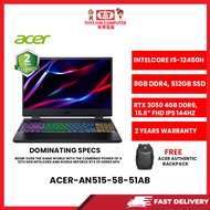 ACER-AN515-58-51AB-INTELCOREI5-12450H,8GBR4,512GBSSD,RTX30504GVR6,15.6"IPS,W1164.2YRS