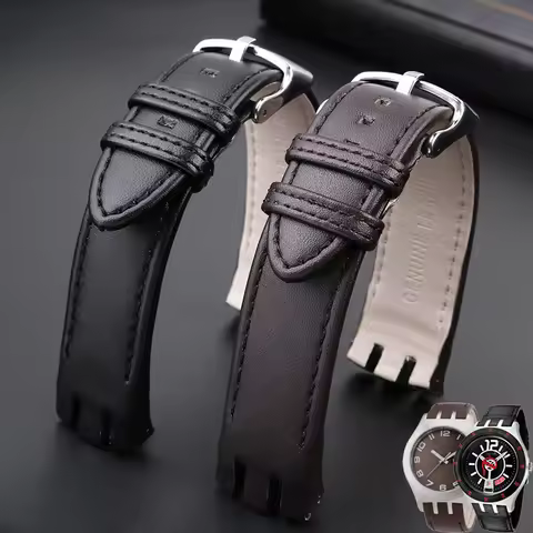 For Swatch Yts401/402/403/409/713/Ytb400 Special Bifurcate Convex Genuine Leather Replace Butterfly 