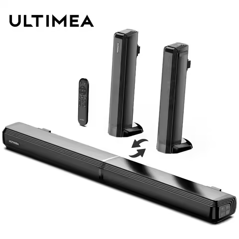 ULTIMEA 100W 2.2ch TV Sound Bar, 2-in-1 Detachable Bluetooth Soundbar for TV, Bass Adjustable, 3 EQ 