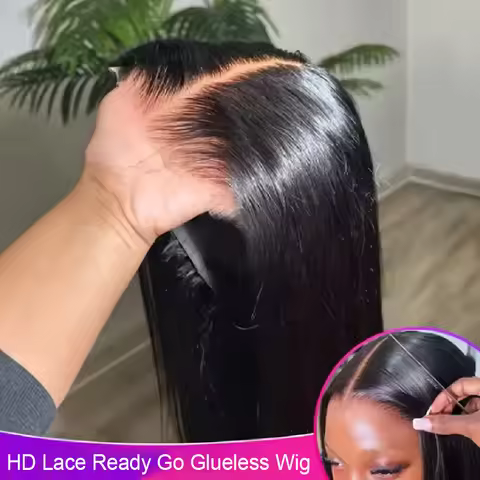 9x6 Straight Glueless Human Hair Wig HD Lace Put On And Go Closure Wigs Human Hair Pre Plucked Pre C