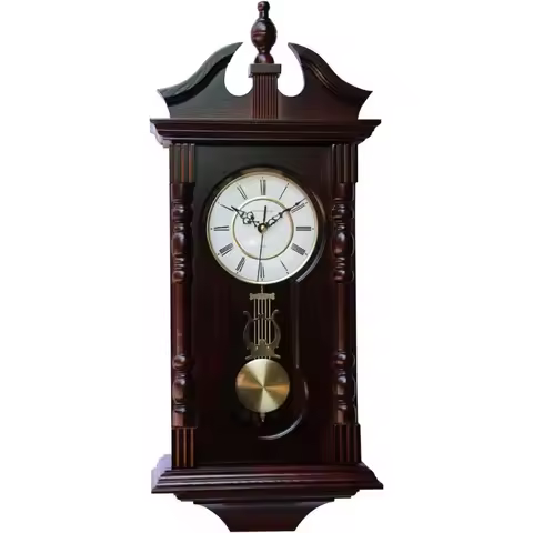 Wall Clocks: Grandfather Wood Wall Clock with Chime. Pendulum Wood Traditional Clock Makes a Great H