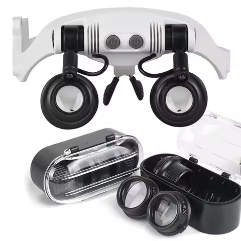 10X 15X 20X 25X Watch Jeweler Repair Magnifier Telescopic Magnifier Glasses with 2 LED Light for Rea