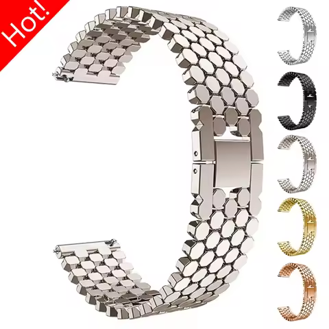 22mm Stainless Steel Strap for Samsung Galaxy 4Classic 46mm Gear S3 Metal Band for Huawei GT2 GT3 Pr
