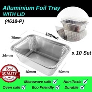 ALUMINIUM FOIL TRAY WITH LID @ S SIZE [RECTANGLE] - 10PCS  (Code:4618-P)