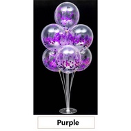 1 Set of Balloon Table Stand + 7 Pcs Transparent Balloons With Shining Confetti