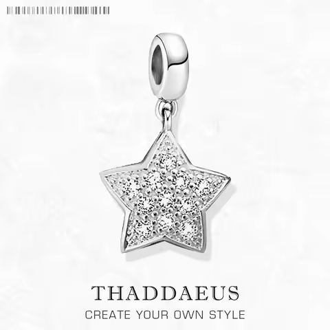 Star Pave Dangle Charm Women Men Summer Brand New Trendy 925 Sterling Silver Pendant