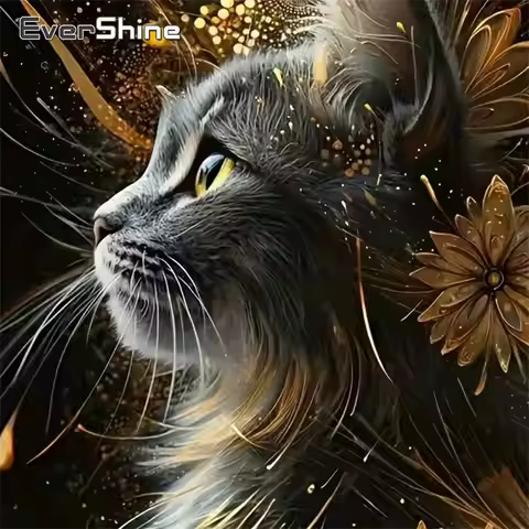 Evershine New Arrival Diamond Embroidery Black Cat Animal Picture Rhinestones Diamond Mosaic DIY Pai