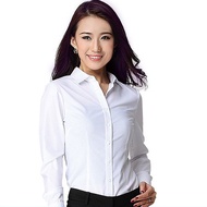 Baju Kemeja Kerja Wanita Putih Polos Lengan Panjang Strecth Size XL