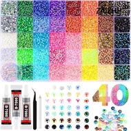 SG LOCAL VIBRANT GEMS 32000Pcs Resin Rhinestones with Tweezers for Crafting Mixed-Color 3mm Bedazzli