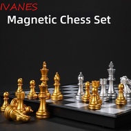 IVANES Magnetic Chess Set, Plastic Magnet International Chess, Universal Folding Portable 25/32cm Ch