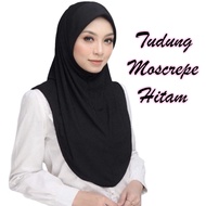 Tudung Sarung Moscrepe Hitam Awning Scuba Lembut Saiz M/L/XL/XXL