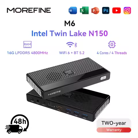 MOREFINE M6 Mini PC 12th Gen Intel N150 Windows 11 LPDDR5 2933MHz NVMe SSD Pocket Computer PC HDMI2.