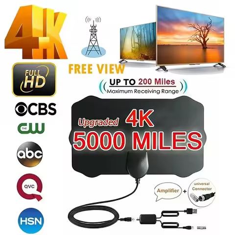 2024 New 4K 8K Indoor Digital TV Antenna HD HDTV Antena DVB-T/T2 DVBT2 Cable TV Antena 500Miles UHF 