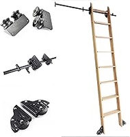3.3ft-20ft Rolling Ladder Library Complete Tracks with Floor Rollers Round Tube Mobile Ladder Tracks