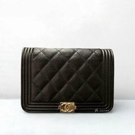 A12988-CHANEL BOY MINI WOC黑色荔枝牛皮淡金釦AP2464
