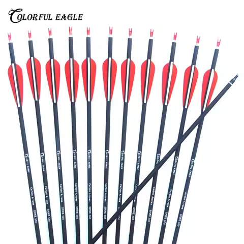 6/12/24pcs 28inch/30inch/31inch Archery Carbon Arrow 500 Spine For Compound Bow Recurve Bow Arrow Hu