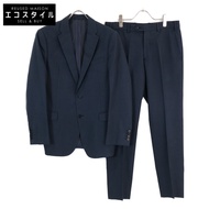 Armani Collezioni UCGME0 海軍藍羊毛棉西裝，尺寸 48