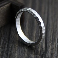Real S999 Silver Lovers Finger Rings Personalize Handmade Uneven Surface Unisex