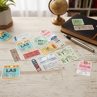 40PCS Vintage Boarding Pass Decals - Waterproof Vinyl Stickers for Phone Case, Luggage & Helmet (Ret
