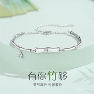 Bamboo Knot Pure Silver Bracelet for Women, Light Luxury Niche Exquisite New Silver Jewelry, Girlfri