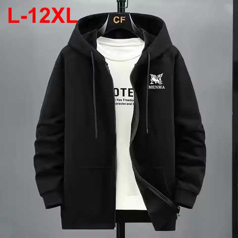 Men's Plus Size Hoodies Jacket Winter Fleece Warm Hooded Sweatshirt Big Size 12XL Coat Man Casual Lo