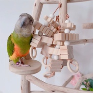 Fragrant Square Wood Slotted Wooden Chew Big String Parrot Toys Bird Large Medium