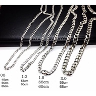 [VJ]316L  Necklace “Curb” Chain Titanium Steel ANTI - FADE W: 0.2cm - 0.7cm <Rantai Leher Mesin>