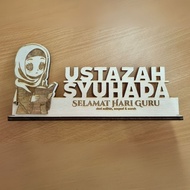 Ukir nama signage meja Customade Personalize Name Wooden Table Signage