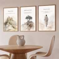 Set of 3 Christian Modern Wall Art Prints Featuring Inspirational Bible Verses from Psalms 91:2, Jer