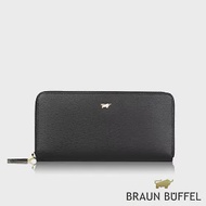 【BRAUN BUFFEL 德國小金牛】台灣總代理 城市 10卡拉鍊長夾-黑色/BF696-602-BK