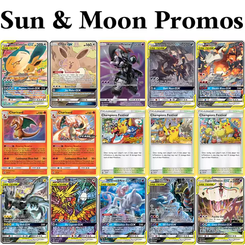 PKM Sun & Moon Promos (SMP) holographic Proxy Game Cards Champions Festival Armored Mewtwo Mewtwo & 