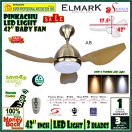Elmark Ceiling Fan Pinkachu 42 inch Baby Fan with LED Light (3 blades) Remote Control Ceiling Fan El