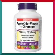 Webber Naturals - 有机蘋果醋 (含母體“mother”)+ 鉻 120粒素食膠囊 消化健康 減肥瘦身 或有助於穩定血糖 平行進口 (參考效期:05/2025*)