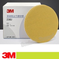 1box 3M236U Hookit Paper Disc 3M236U Flock Paper Sandpaper  Velvet Plate 5 "Flocking Dry Abrasive Pa