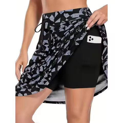 Plus Size 1XL-5XL New Women's Fashion High-Waisted Slim-Fit A-Line Printed Shorts Skirt Ladies High 