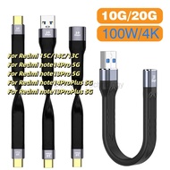 13cm Ultra Short USB To Type C Cable Quick Charge LIKAIYUE FPC Cable Wire USB 3.1 Gen 2 USB C 4K 10G