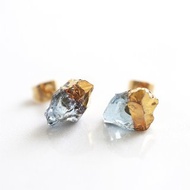 STAR STONE - SAPPHIRE + 24K GOLD 玻璃原石耳環