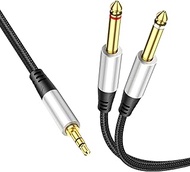 i-zclive 1/8 to 1/4 Stereo Cable Male to Male 3.5mm TRS to Dual 6.35mm 1/4 TS Mono Y Splitter Compat