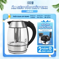 Ấm đun siêu tốc bằng thủy tinh LEBENLANG LBE2819 của Đức gồm lõi pha trà đèn LED báo hiệu - hàng chí