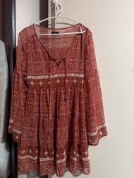 🇪🇸原價$399  歐洲 連身裙 紅色 長裙 bohemian  Boho chic  one piece dress 雪紡民族風 土耳其 尼泊爾 印度 波希米亞 西班牙 旅遊拍攝 拍照