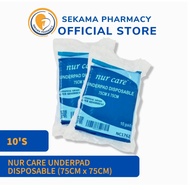 NUR CARE UNDERPAD DISPOSABLE (75CM X 75CM) 10'S [EXP: 01/2027]