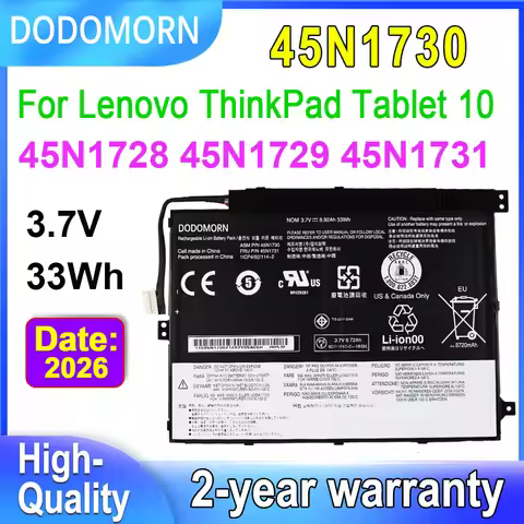 DODOMORN 45N1730 Laptop Battery For Lenovo ThinkPad Tablet 10 Series Batteries 3.7V 33Wh 45N1728 45N