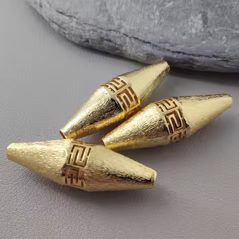 10 PCS Matte Finish 15x47mm Gold Plated DIY Beads Accessory