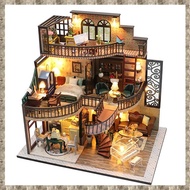 [zv0lma8i] DIY Book Nook Insert Kits Wooden Doll House Building Kit Magic House Casa Bookend with LE