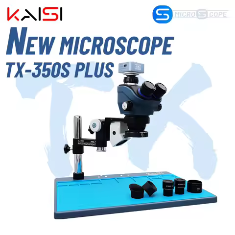 TX-350s Plus Trinocular Stereo Microscope Set 4K Video Camera 3.5X-100X Zoom Simul Focal Trinocular